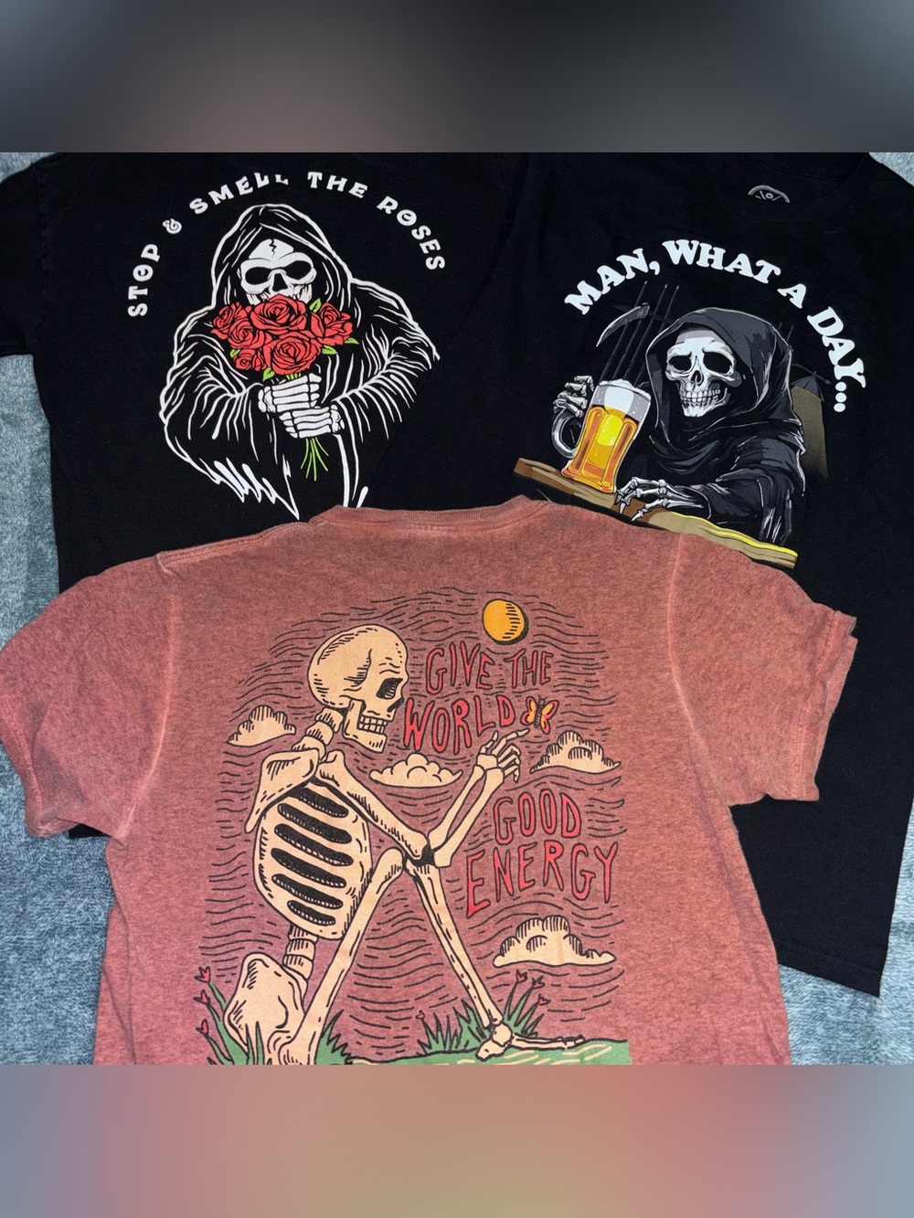 Trio of Skeleton Tees Size Small